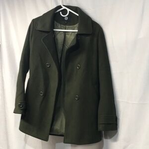 Olive Double-Breasted Women's Coat
